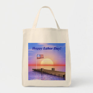 Bolso De Tela Feliz Día del Trabajo Bandera de Estados Unidos y