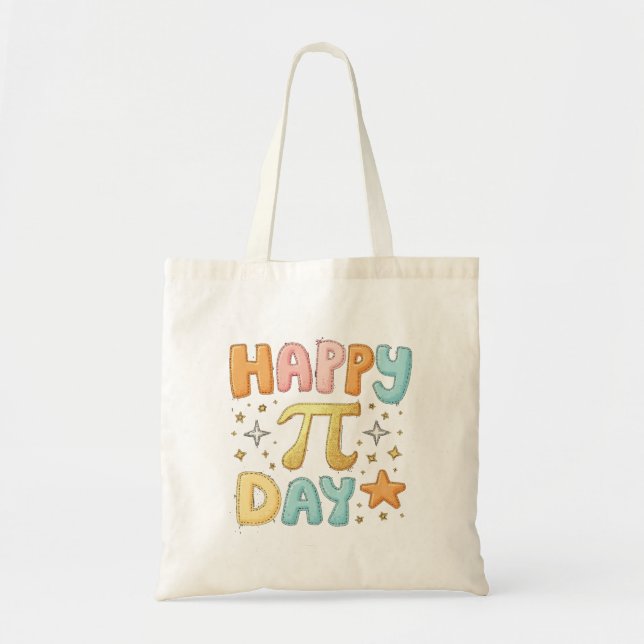 Bolso De Tela Feliz Día Pi Cute Diseño Pastel (Frente)