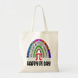 Bolso De Tela Feliz Día Pi Leopardo Mathemico Arcoiris