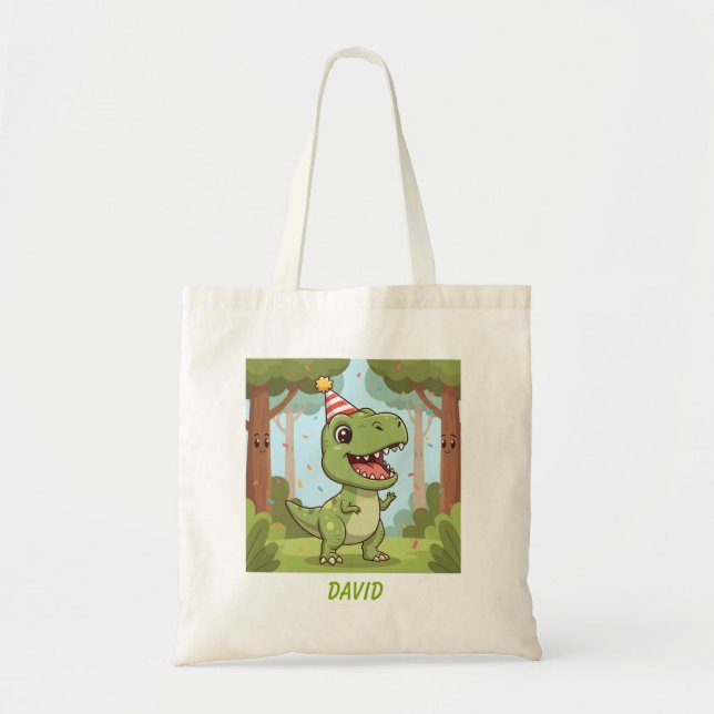 Bolso De Tela Feliz Dino Tote Bag (Frente)