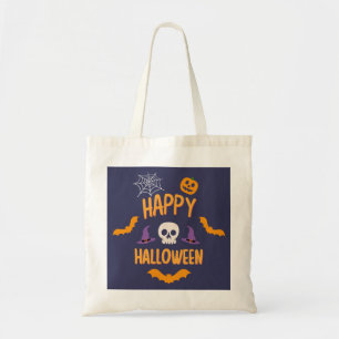 Bolso De Tela Feliz diseño de naranja de murciélago de calabaza