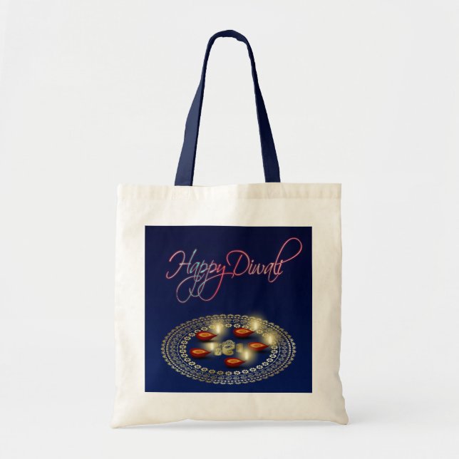 Bolso De Tela Feliz Diwali Ganesha Rangoli - Tote de presupuesto (Frente)