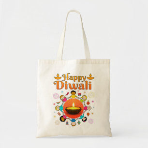 Bolso De Tela Feliz Diwali para los niños Deepavali quiere festi