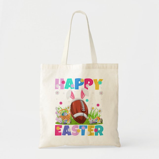 Bolso De Tela Feliz Domingo de Pascua de Fútbol Americano (Frente)