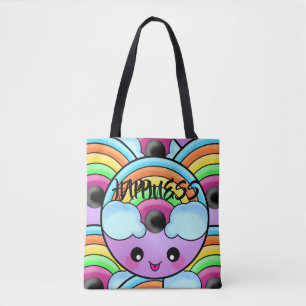 Bolso De Tela Feliz donut con un lindo arco iris único