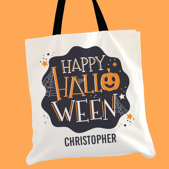 Bolso De Tela Feliz Dulce Personalizado De Halloween O Trato Can (Subido por el creador)