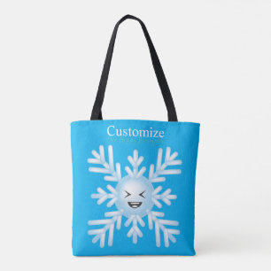 Bolso De Tela Feliz Emoticon de Snowflake Thunder_Cove
