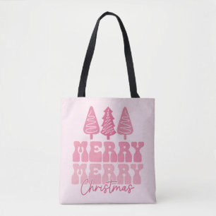 Bolso De Tela Feliz Feliz Navidad - Diseño de vacaciones rosas