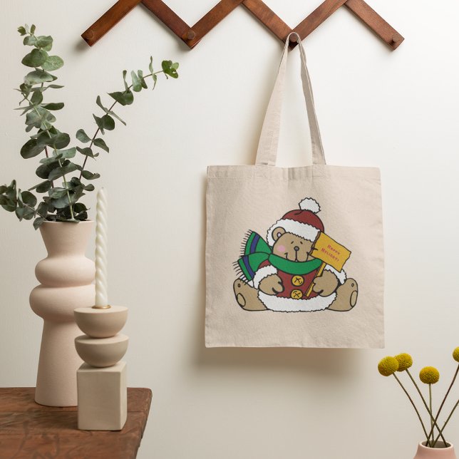 Bolso De Tela Feliz feriado Navidad Oso (Subido por el creador)