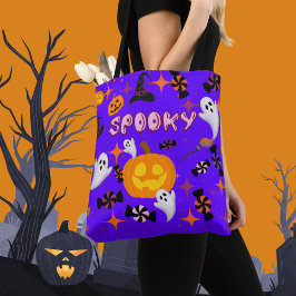 Bolso De Tela Feliz Festival de Halloween Purple Spooky