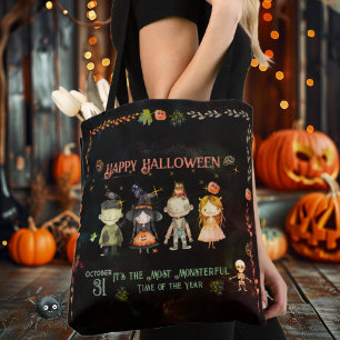 Bolso De Tela Feliz Fiesta de los monstruos de la Cute de Hallow