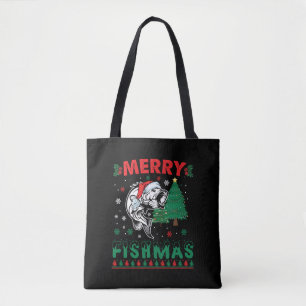 Bolso De Tela Feliz Fishmas Pescado Pescando Papá Pescador Navid