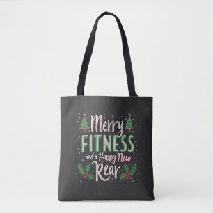 Bolso De Tela Feliz Fitness y Feliz Año Nuevo de Fisicoculturism