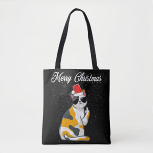 Bolso De Tela Feliz Gato de Navidad Dedo Medio Dedo Ruido Navida