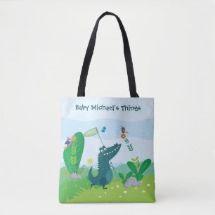 Bolso De Tela Feliz Gator en todo el Tote de impresión