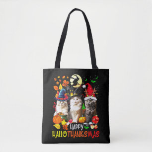 Bolso De Tela Feliz HalloGraciasMas Cats