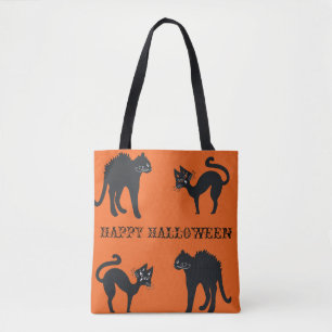 Bolso De Tela Feliz Halloween Black Cats Tote Bag