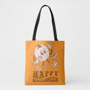 Bolso De Tela Feliz Halloween  Calabaza de punto de Polka retro