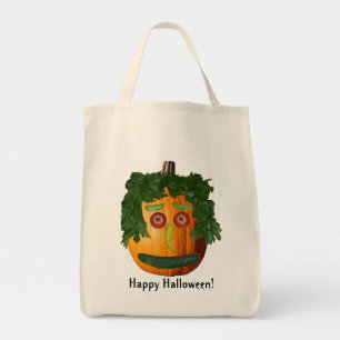 Bolso De Tela ¡Feliz Halloween! - Cara de calabaza sin cortar