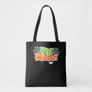 Bolso De Tela Feliz Halloween Colorful Cute Spider Web