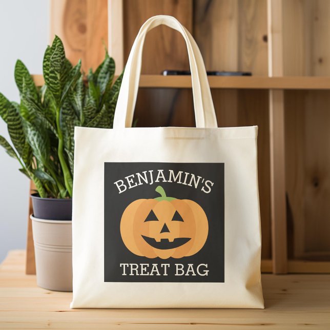Bolso De Tela Feliz Halloween con el nombre de cucharadita de ca (Custom Tote Bag)