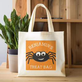 Bolso De Tela Feliz Halloween con el nombre de cute Spider Trete
