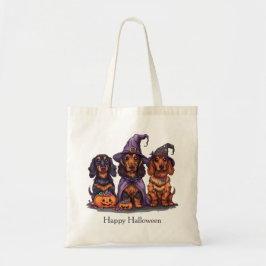 Bolso De Tela Feliz Halloween Dachshund Perros Brujos