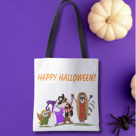 Bolso De Tela Feliz Halloween de animales del bosque