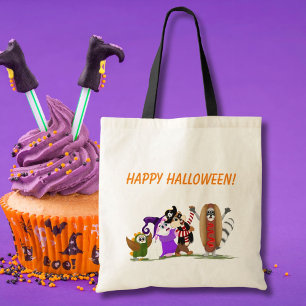Bolso De Tela Feliz Halloween de Animales del Bosque