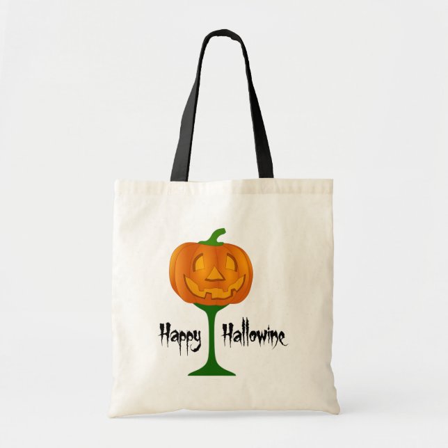 Bolso De Tela Feliz Halloween de Vino de Calabaza de Hallowine (Frente)