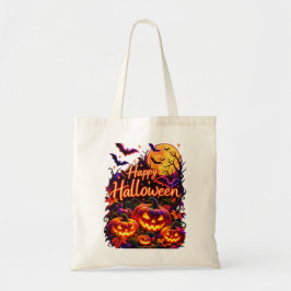 Bolso De Tela Feliz Halloween diseño oscuro 