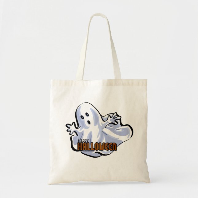 Bolso De Tela Feliz Halloween Fantasma (Frente)