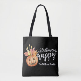 Bolso De Tela Feliz Halloween Floral Pumpkin personalizado