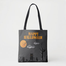 Bolso De Tela Feliz Halloween - Gatos