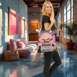 Bolso De Tela Feliz Halloween – Gatos Lindos, Murciélagos y Noch