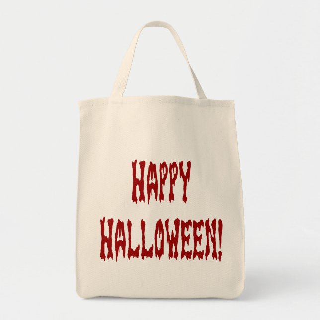 Bolso De Tela Feliz Halloween Gore Textos (Frente)