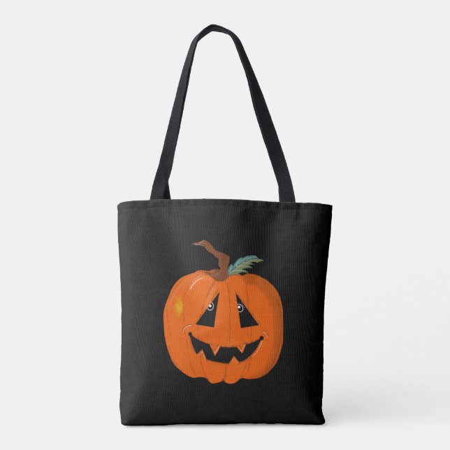 Bolso De Tela Feliz Halloween Jack O Lantern Arte ilustrativo (Reverso)