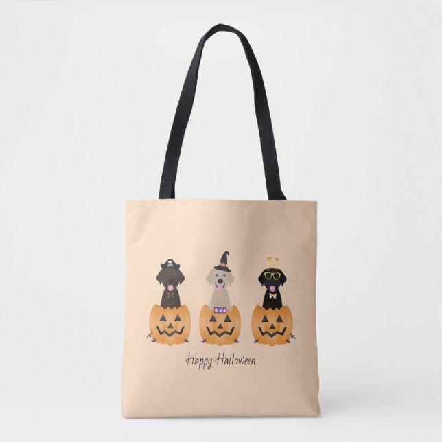 Bolso De Tela Feliz Halloween Labrador Recuperar Calabaza de Per (Anverso)