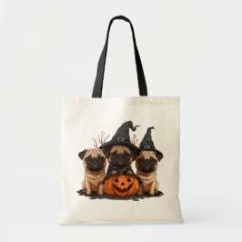 Bolso De Tela Feliz Halloween Pugs Jack O Lanterns
