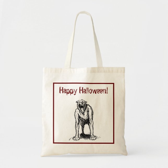 Bolso De Tela Feliz Halloween Scary Spooky Demon Hell Dog (Frente)