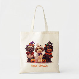 Bolso De Tela Feliz Halloween Shih Tzu Dogs