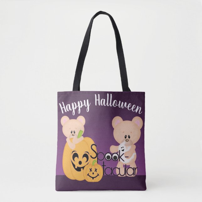 Bolso De Tela Feliz Halloween Teddy Bear Spook-tacular (Anverso)