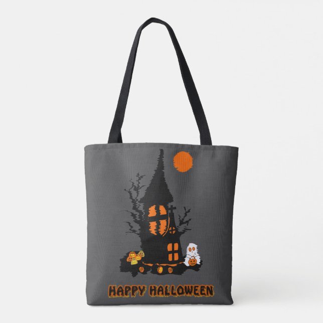 Bolso De Tela Feliz Halloween Tote Bag (Reverso)