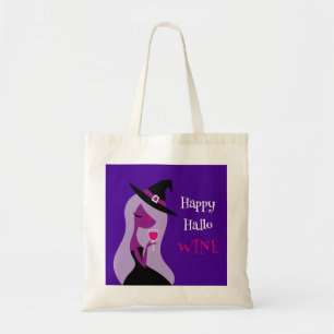 Bolso De Tela Feliz Hallowine Curte Witch Wine Purple Pink