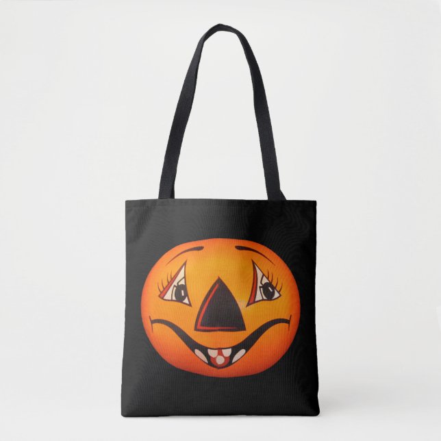 Bolso De Tela Feliz Jack O' Lantern Halloween (Anverso)