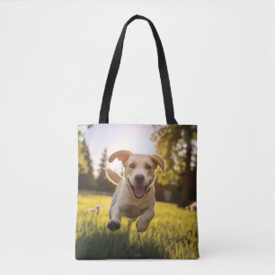 Bolso De Tela Felíz Labrador Corriendo