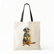 Feliz Meerkat Tote Bag Estilo de pintura de aceite