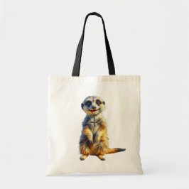 Bolso De Tela Feliz Meerkat Tote Bag Estilo de pintura de aceite
