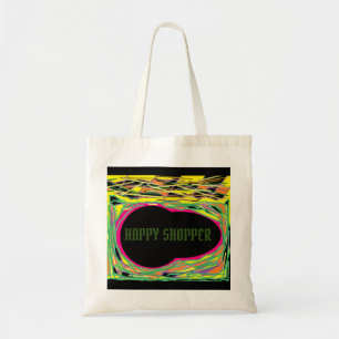 Bolso De Tela Feliz mensaje del logo de Shopper con colores de a