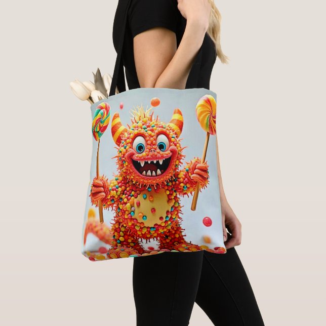 Bolso De Tela Feliz Monster Candy Delight Design (Detalle)